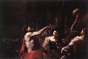 PRETI, Mattia St John the Baptist before Herod af oil painting on canvas